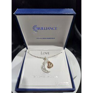 Brilliance Swarovski Crystal Moon & Heart Necklace – “Love You to the Moon and B